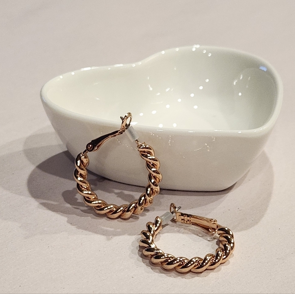 Gold-Toned Twisted Hoop Earrings